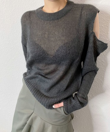 Charcoal Destroyed Knit #250330